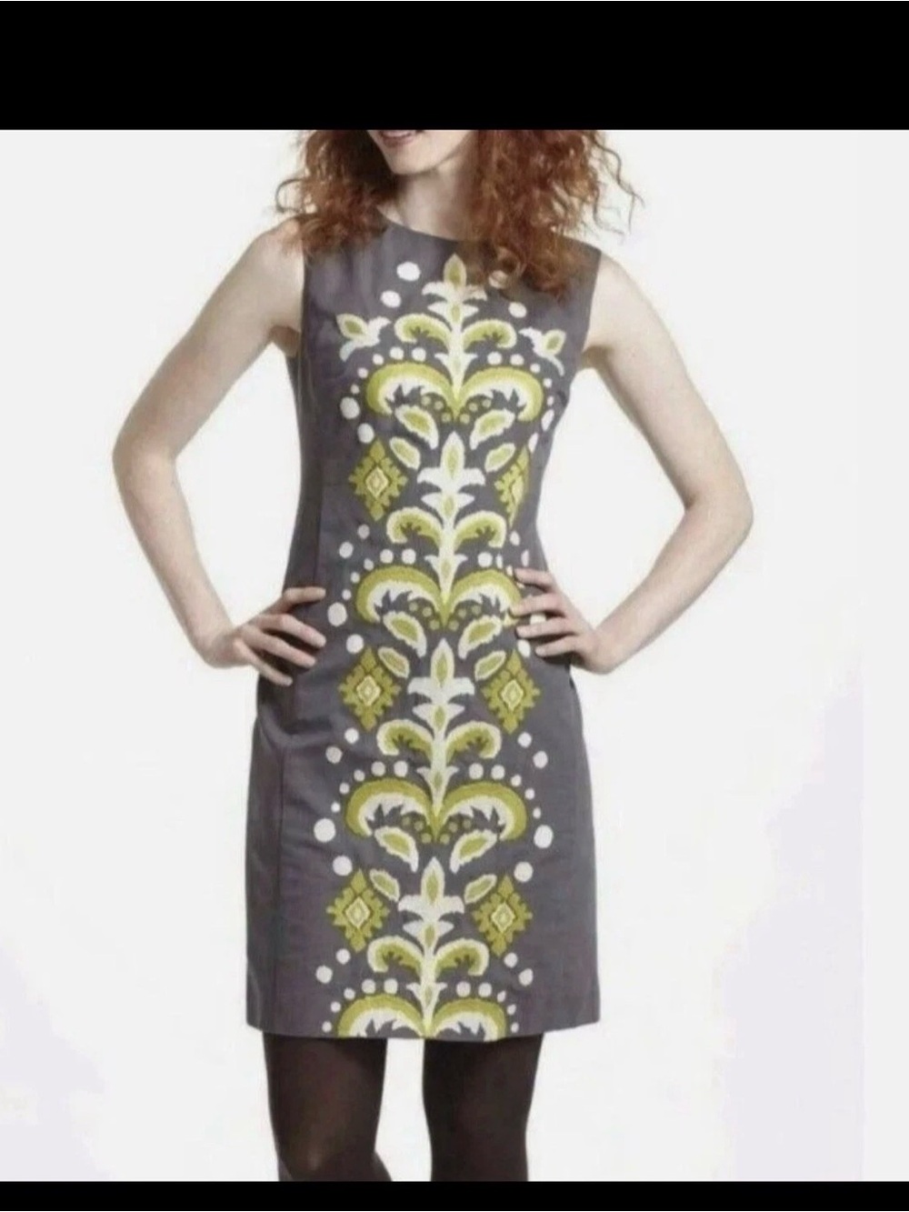 NEW Sz 4 ANTHROPOLOGIE Embroidered Fountain Shift dress by Tabitha, RARE Gray